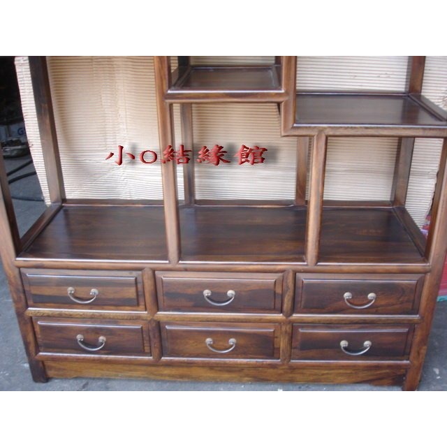 小o結緣館仿古傢俱..六抽櫃架＇＇多寶格架＇＇藝品櫃＇不規則架(雞翅木)108x38x197-細節圖3