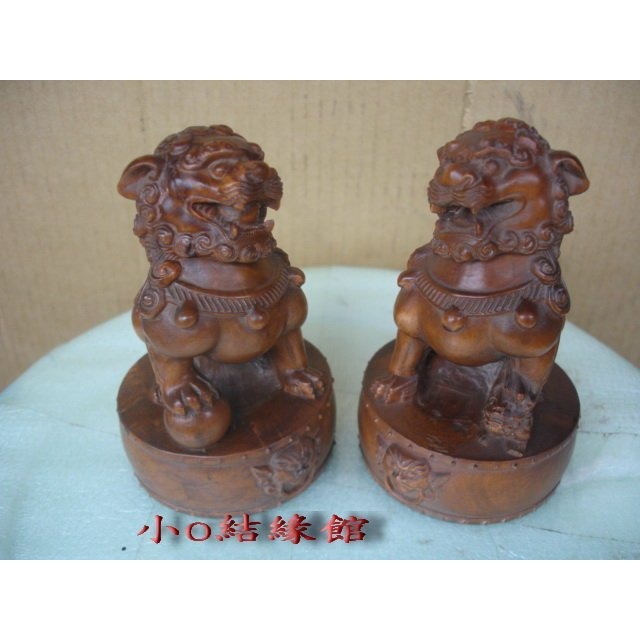 小o結緣館仿古傢俱....獅子一對.雕工精細.招財進寶. 鎮宅避邪(老黃楊木)單件尺寸6.5x6.5x11-細節圖3