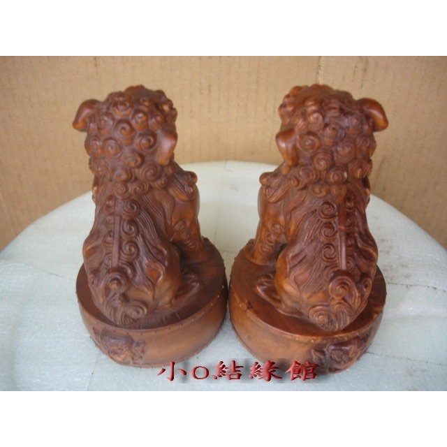 小o結緣館仿古傢俱....獅子一對.雕工精細.招財進寶. 鎮宅避邪(老黃楊木)單件尺寸6.5x6.5x11-細節圖4