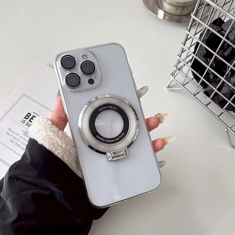 磁吸殼 自帶鏡頭膜 手機架 手機支架 手機殼 透明殼 磁吸支架 適用 iPhone 16 15 14 13 12 11-細節圖6