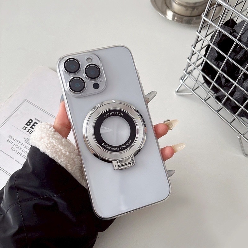 磁吸殼 自帶鏡頭膜 手機架 手機支架 手機殼 透明殼 磁吸支架 適用 iPhone 16 15 14 13 12 11-細節圖6