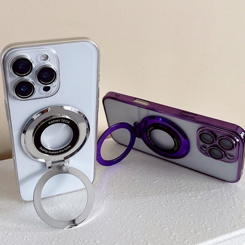 磁吸殼 自帶鏡頭膜 手機架 手機支架 手機殼 透明殼 磁吸支架 適用 iPhone 16 15 14 13 12 11-細節圖7