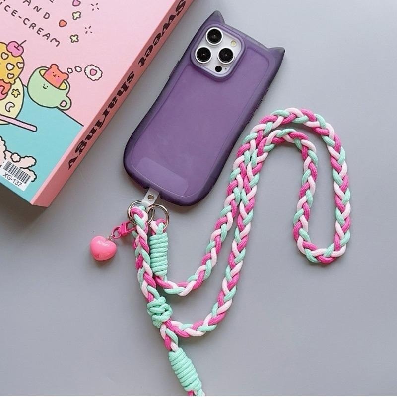 三股麻花編織斜背斜跨掛繩 長款斜挎繩 吊飾 脖繩 斜背掛繩 掛帶 手機掛繩 卡片掛繩 手機背繩斜背 撞色掛繩-細節圖7
