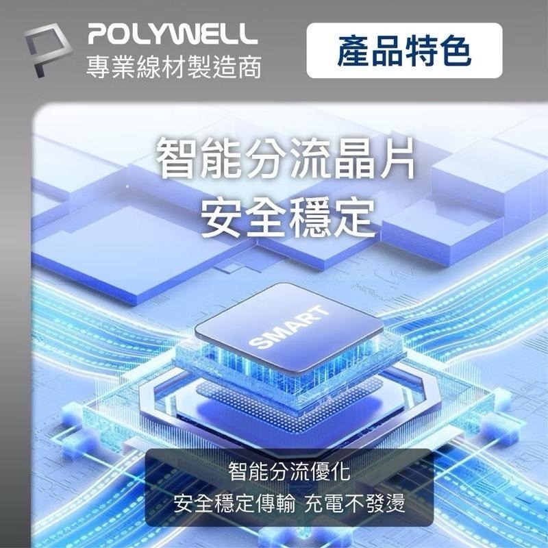 POLYWELL 二拖三PD編織快充線 五合一 USB+C+蘋果+Micro 充電線 快充線 傳輸線-細節圖6