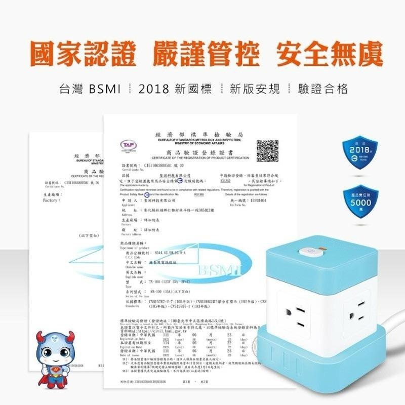 ️聖岡科技 按壓式開關 魔方立式延長線 延長線 立體延長線 四面插座 魔方插座 3P直向插頭-細節圖8