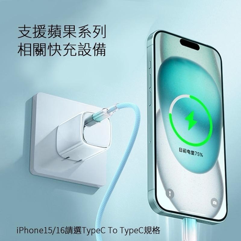 充電線 快充線 雙Type-C PD快充線 A to L 編織充電線 適用 蘋果 三星 OPPO SONY 小米 華碩-細節圖3