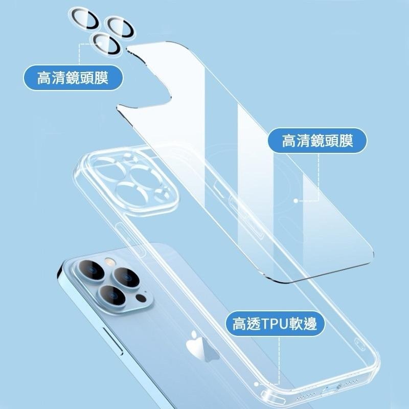 自帶鏡頭膜手機殼 保護殼 防摔殼 玻璃殼 透明殼 適用 iPhone16 15 14 13 12 Pro Max-細節圖5
