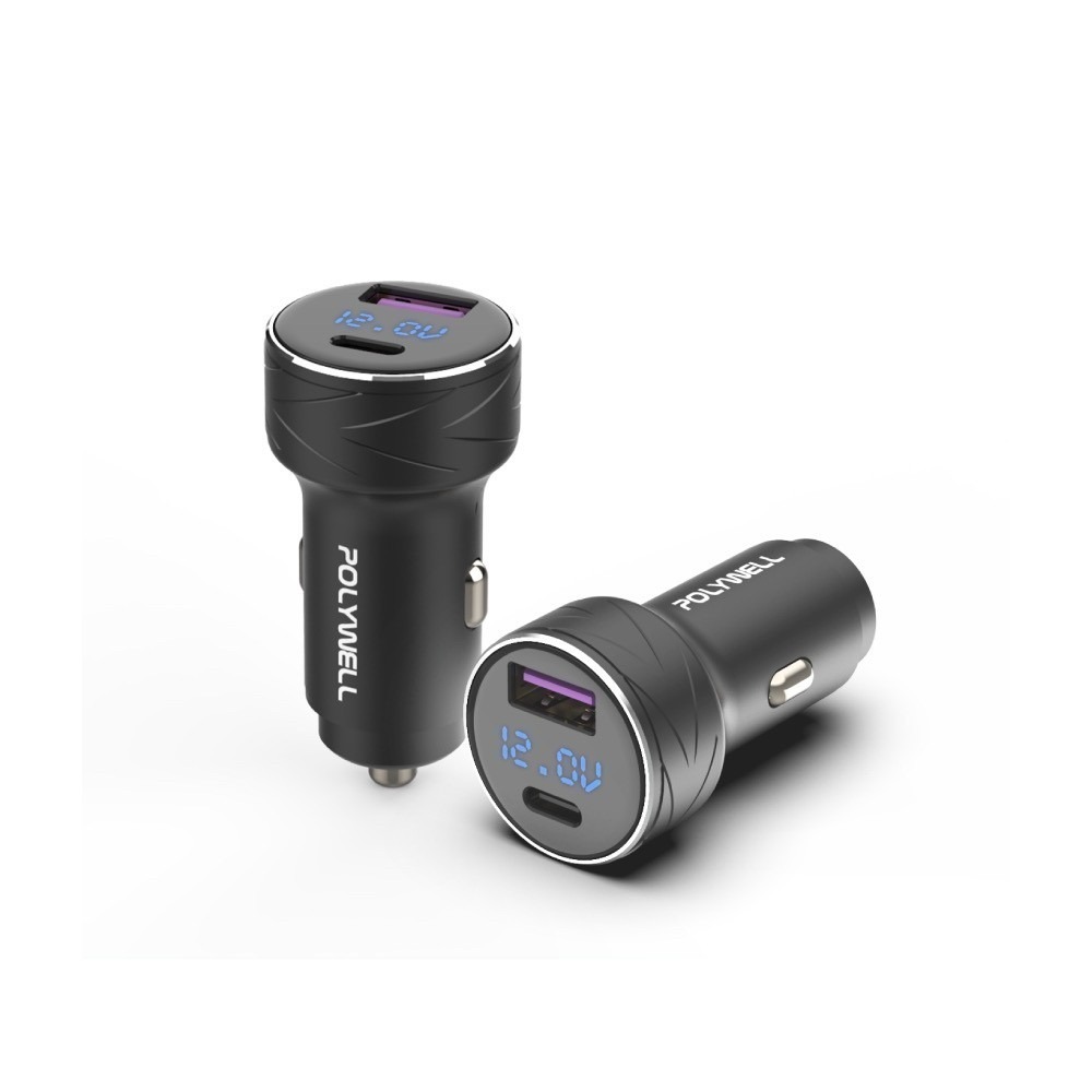 POLYWELL USB+Type-C 27W車用充電器 車充 PD快充 電瓶電量顯示 BSMI認證-規格圖9