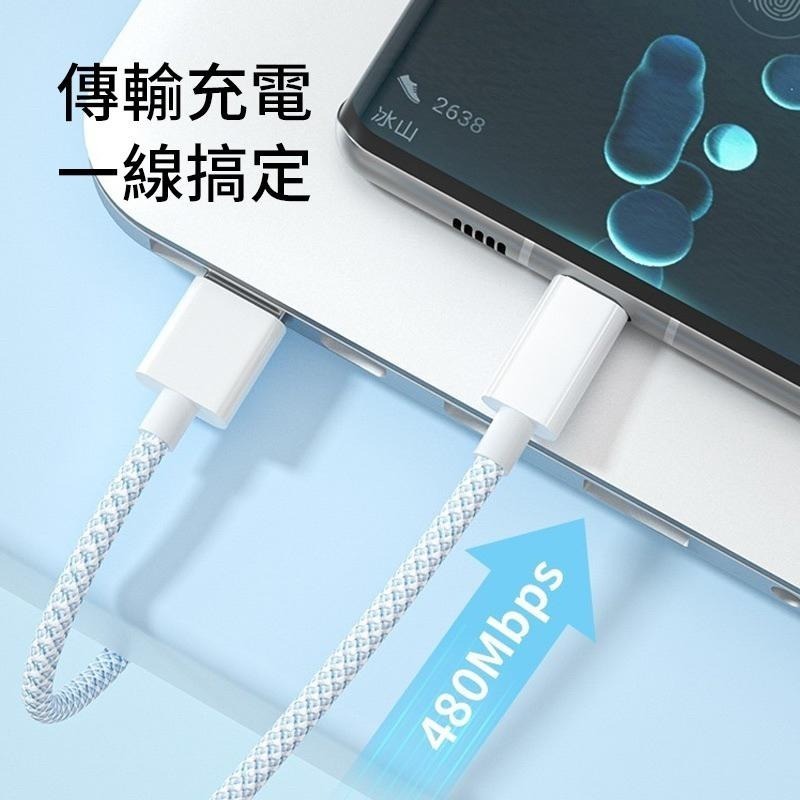 PD快充線 充電線 傳輸線 編織線 雙TypeC 60W 適用 iPhone 15 TypeC 三星 OPPO-細節圖6