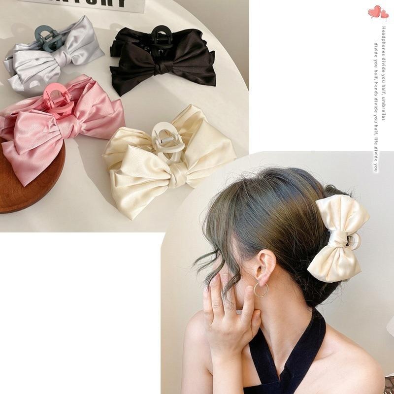 韓風 蝴蝶結髮夾 髮飾 抓夾 鯊魚夾 一字彈簧夾 鴨嘴夾 蘿莉風 大蝴蝶結髮帶 後腦勺抓夾 小紅書推薦-細節圖2