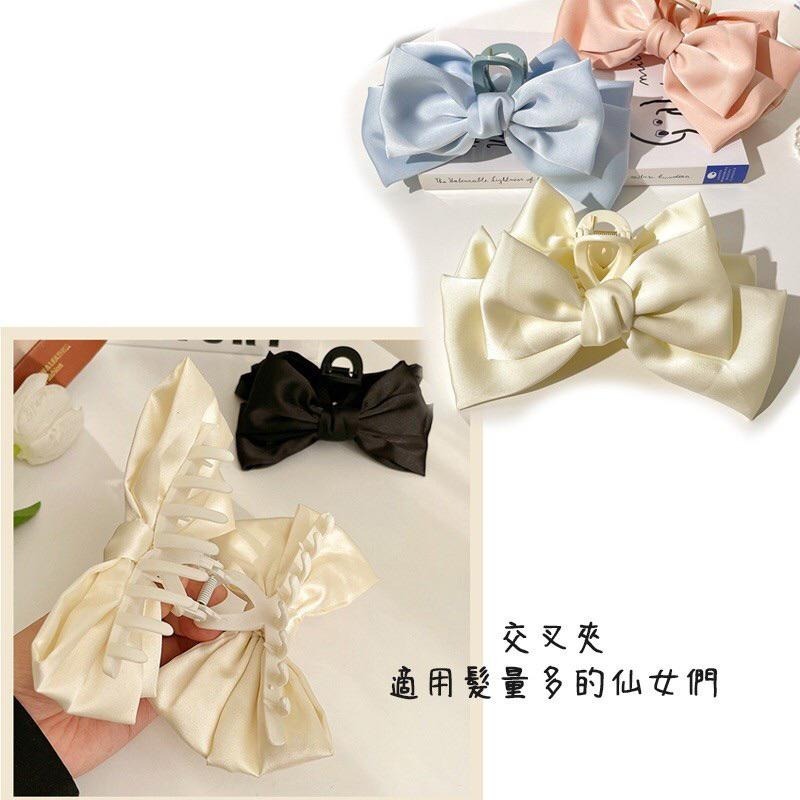 韓風 蝴蝶結髮夾 髮飾 抓夾 鯊魚夾 一字彈簧夾 鴨嘴夾 蘿莉風 大蝴蝶結髮帶 後腦勺抓夾 小紅書推薦-細節圖3
