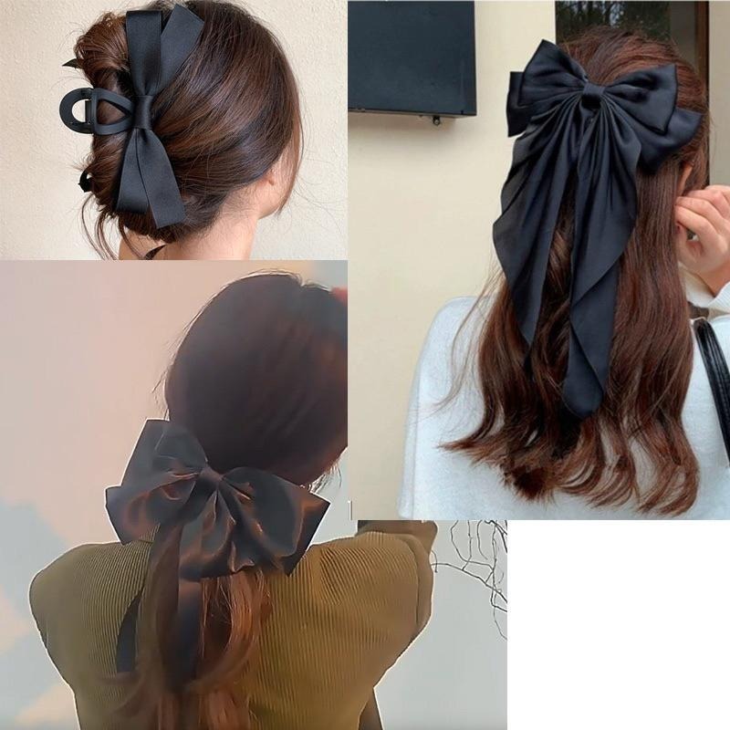 韓風 蝴蝶結髮夾 髮飾 抓夾 鯊魚夾 一字彈簧夾 鴨嘴夾 蘿莉風 大蝴蝶結髮帶 後腦勺抓夾 小紅書推薦-細節圖6