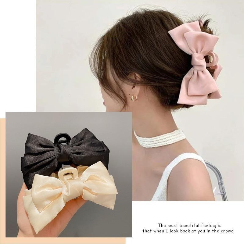 韓風 蝴蝶結髮夾 髮飾 抓夾 鯊魚夾 一字彈簧夾 鴨嘴夾 蘿莉風 大蝴蝶結髮帶 後腦勺抓夾 小紅書推薦-細節圖7