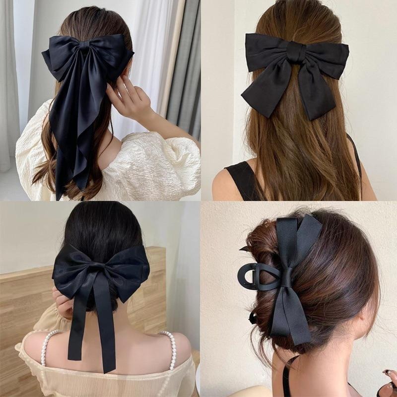 韓風 蝴蝶結髮夾 髮飾 抓夾 鯊魚夾 一字彈簧夾 鴨嘴夾 蘿莉風 大蝴蝶結髮帶 後腦勺抓夾 小紅書推薦-細節圖8