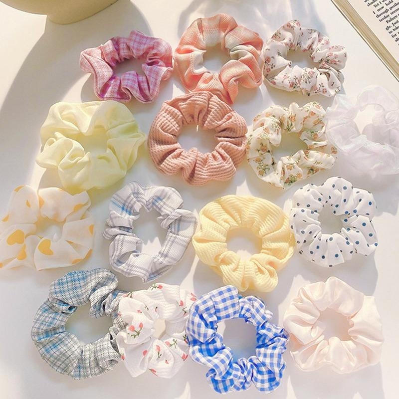 東大門熱銷款 緞面蝴蝶結 髮圈 千鳥紋 髮飾 髮帶 飄帶髮飾 大腸圈 彈力髮圈 大腸髮圈 造型髮圈-細節圖6