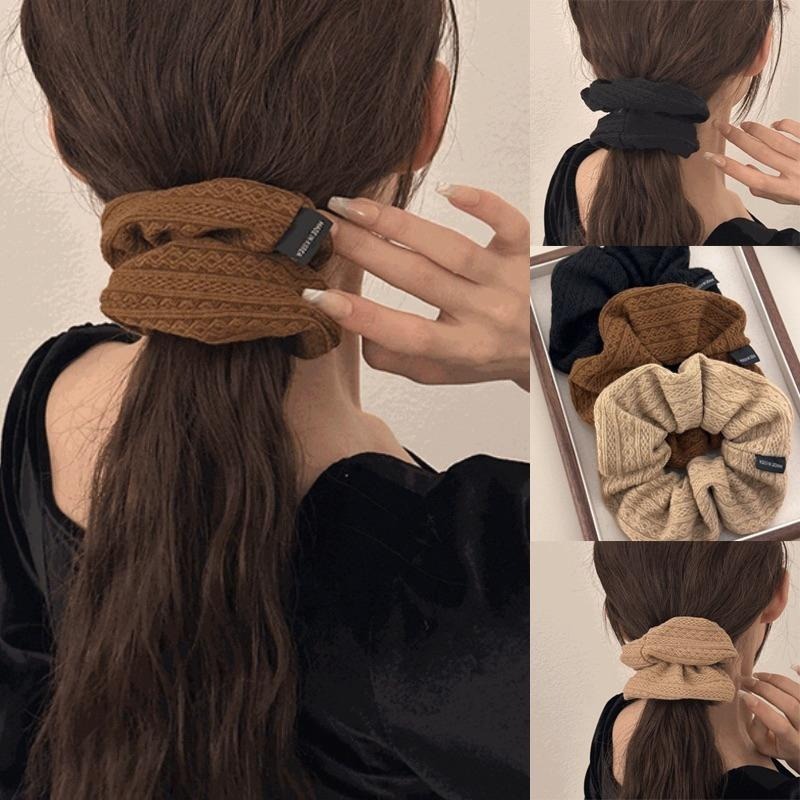 東大門熱銷款 緞面蝴蝶結 髮圈 千鳥紋 髮飾 髮帶 飄帶髮飾 大腸圈 彈力髮圈 大腸髮圈 造型髮圈-細節圖8