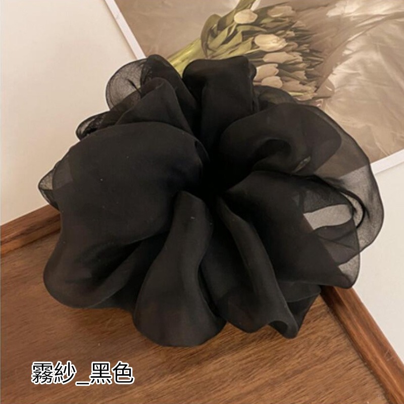 東大門熱銷款 緞面蝴蝶結 髮圈 千鳥紋 髮飾 髮帶 飄帶髮飾 大腸圈 彈力髮圈 大腸髮圈 造型髮圈-規格圖9