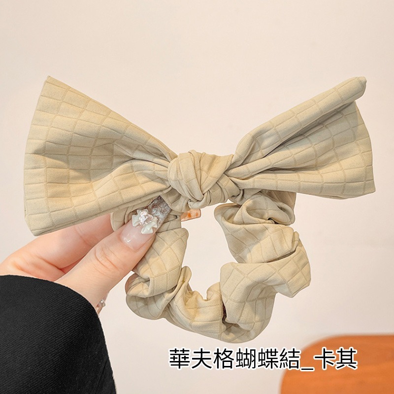 華夫格蝴蝶結_卡其