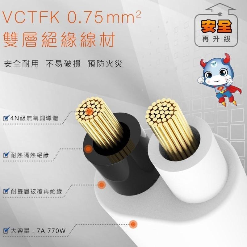 聖岡科技 智能快充延長線 USB-A+USB-C 三孔充電器 USB充電器 充電頭 4尺 120公分-細節圖8