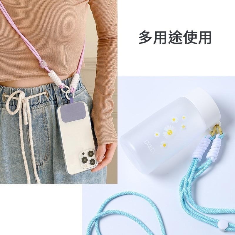 多功能撞色手機掛繩 雙勾手機掛繩 雙色編織手機掛繩 雙扣環斜背 卡片式掛繩 脖掛 側背 斜背 可調節吊繩 手腕掛繩-細節圖5