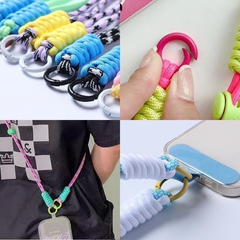 多功能撞色手機掛繩 雙勾手機掛繩 雙色編織手機掛繩 雙扣環斜背 卡片式掛繩 脖掛 側背 斜背 可調節吊繩 手腕掛繩-細節圖6