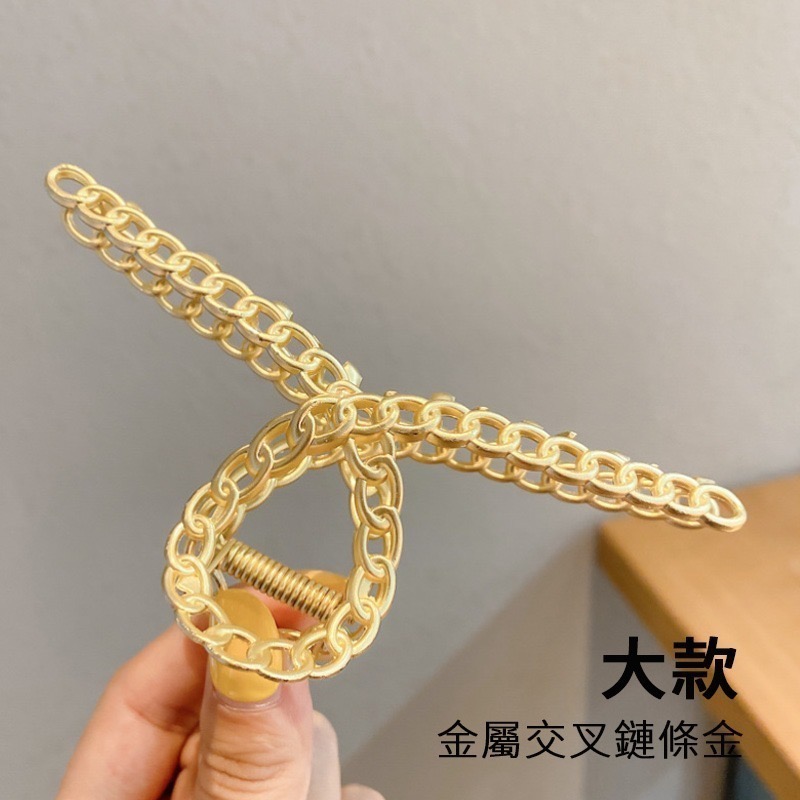 Ins爆紅款 髮夾 大髮夾 韓風氣質抓夾 金屬鯊魚夾 素面 珍珠 水鑽 盤髮 抓夾 爪夾 交叉髮夾 盤頭髮飾-規格圖9