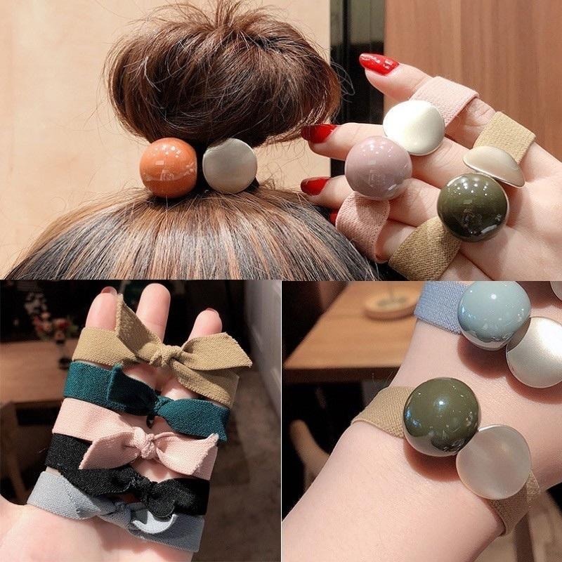韓版 東大門 髮圈珍珠 水晶 髮束 髮圈 珍珠 糖果球 髮飾 扎馬尾 低馬尾 丸子頭 髮繩 彈力髮圈 橡皮圈 粗綁繩-細節圖2