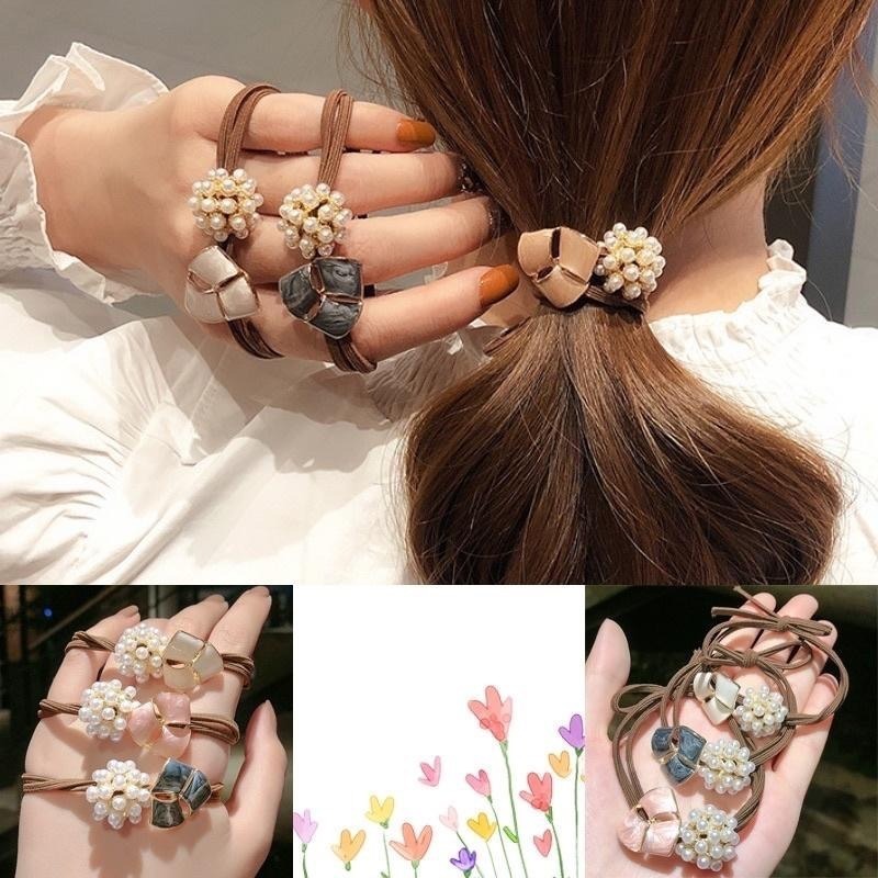 韓版 東大門 髮圈珍珠 水晶 髮束 髮圈 珍珠 糖果球 髮飾 扎馬尾 低馬尾 丸子頭 髮繩 彈力髮圈 橡皮圈 粗綁繩-細節圖5