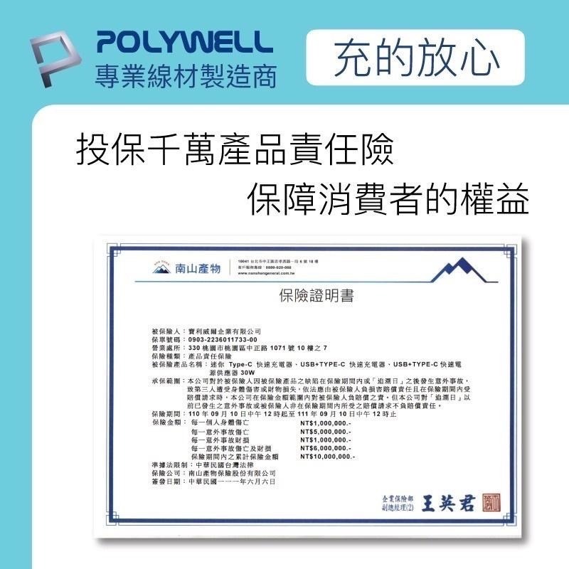 POLYWELL PD雙孔快充頭 30W Type-C充電器 豆腐頭 氮化鎵 適用蘋果iPhone快充 寶利威爾-細節圖7