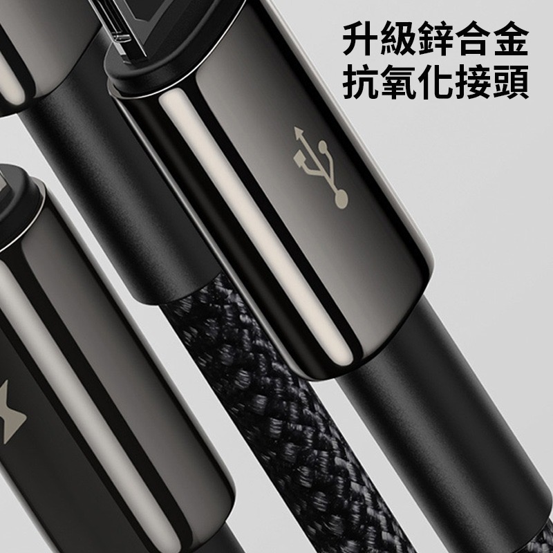 倍思 鎢金三合一充電傳輸線 TypeC MicroUSB 蘋果 一拖三 多功能 充電線1.5M 傳輸線-細節圖3