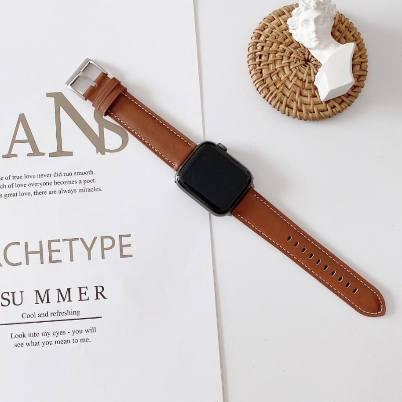 Apple Watch 錶帶 皮革錶帶 蘋果錶帶 iwatch2/3/4/5/6/SE/7 38~45mm 替換錶帶-細節圖6
