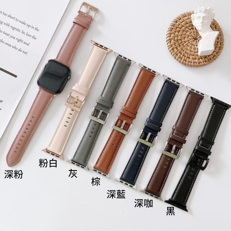 Apple Watch 錶帶 皮革錶帶 蘋果錶帶 iwatch2/3/4/5/6/SE/7 38~45mm 替換錶帶-細節圖7