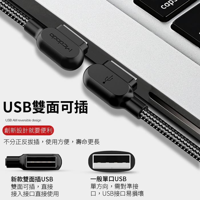 Mcdodo 雙彎頭充電線 2A充電線 蘋果iPhone 充電線 TYPE-C MicroUSB 安卓 L彎頭快充線-細節圖8