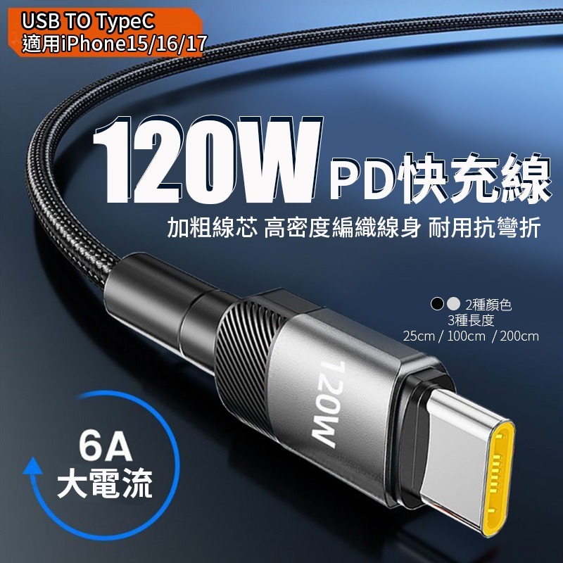 120W超級閃充 PD快充線 雙typeC USBA to typeC 適用iPhone15/16/17充電 星月系列-細節圖2