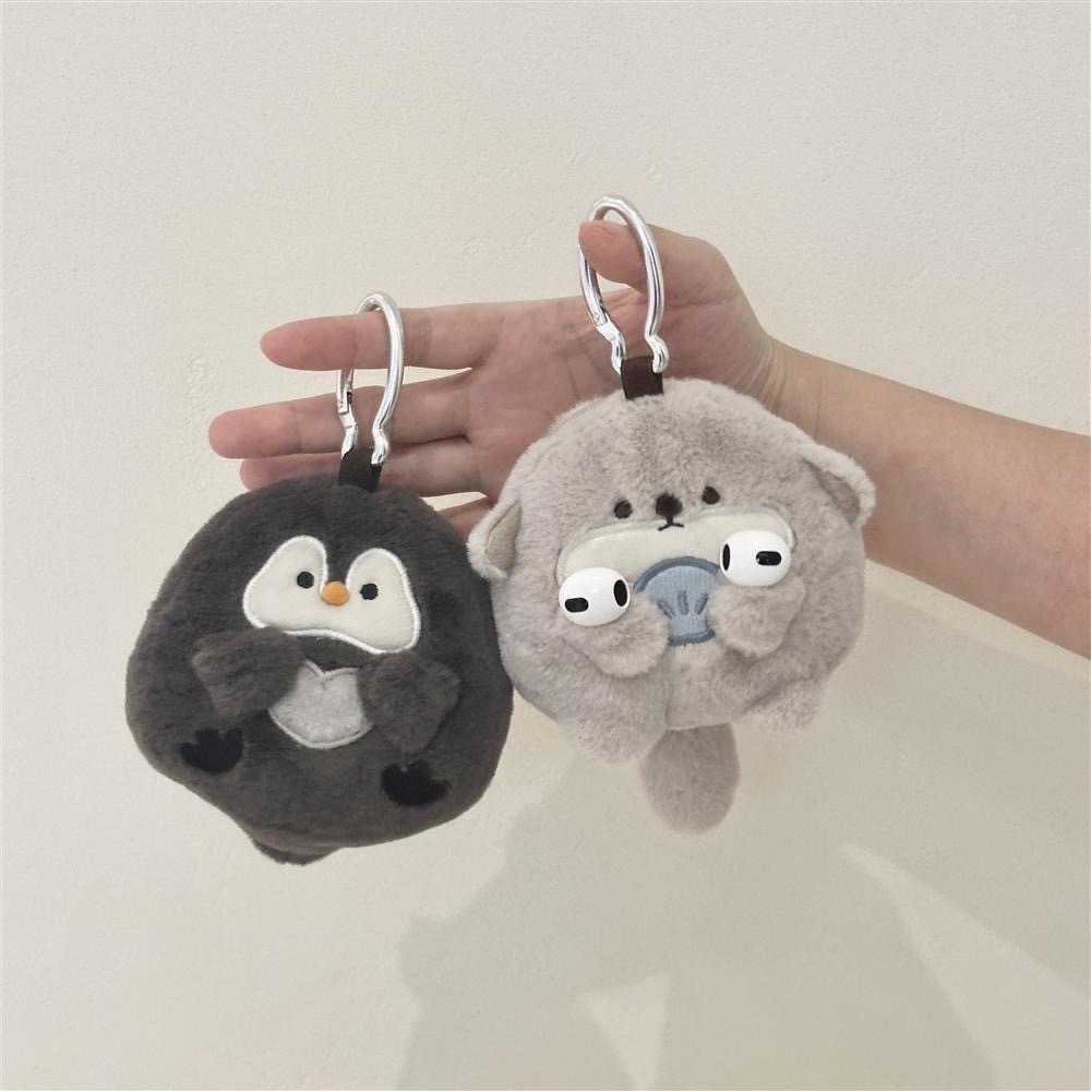 【可愛造型】企鵝/水獺絨毛零錢包 多功能卡包｜拉鍊收納・療癒掛飾・隨身小物收納包-細節圖2