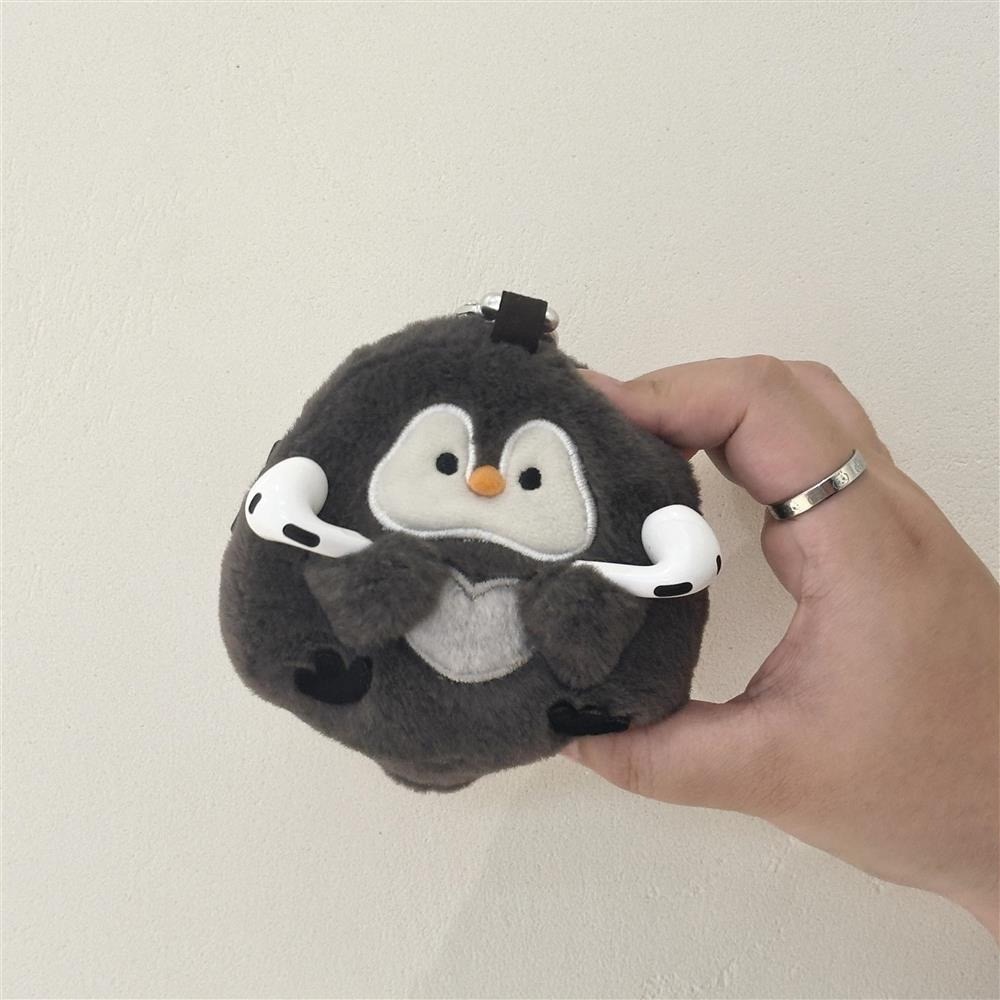 【可愛造型】企鵝/水獺絨毛零錢包 多功能卡包｜拉鍊收納・療癒掛飾・隨身小物收納包-細節圖4