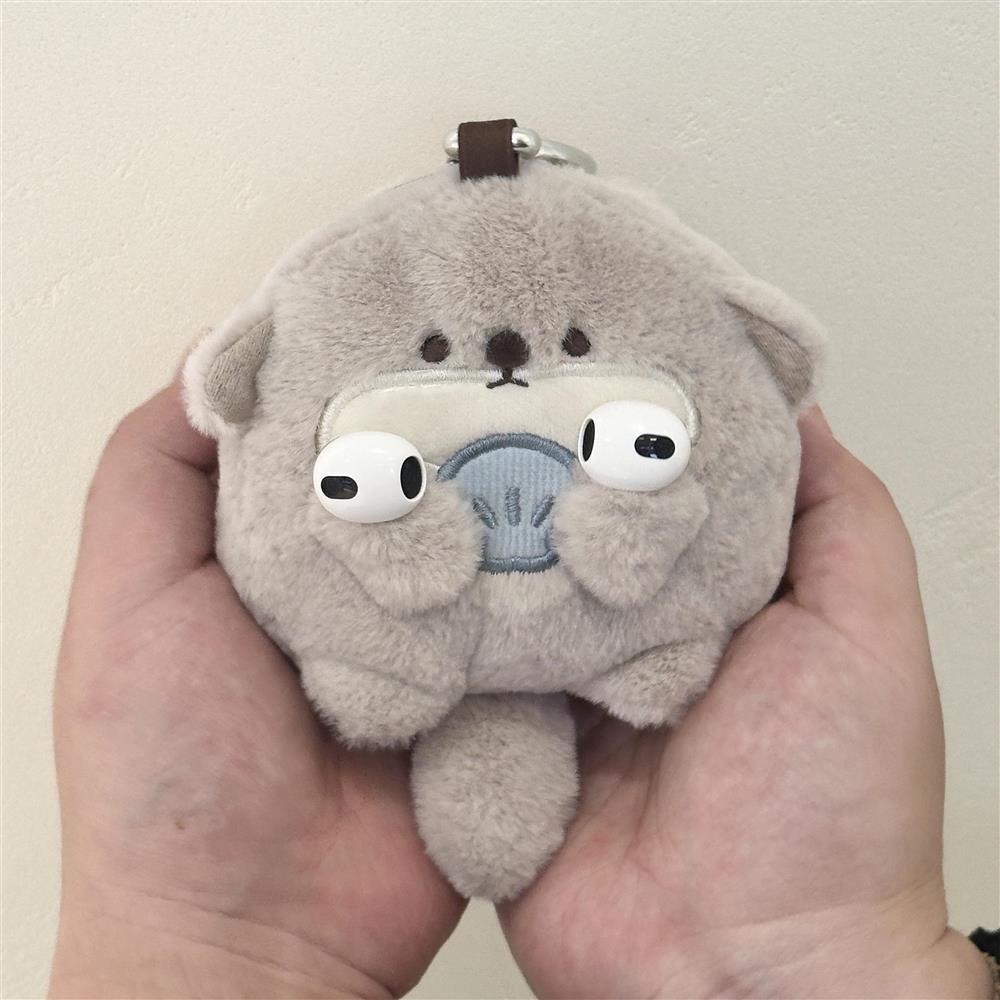 【可愛造型】企鵝/水獺絨毛零錢包 多功能卡包｜拉鍊收納・療癒掛飾・隨身小物收納包-細節圖5
