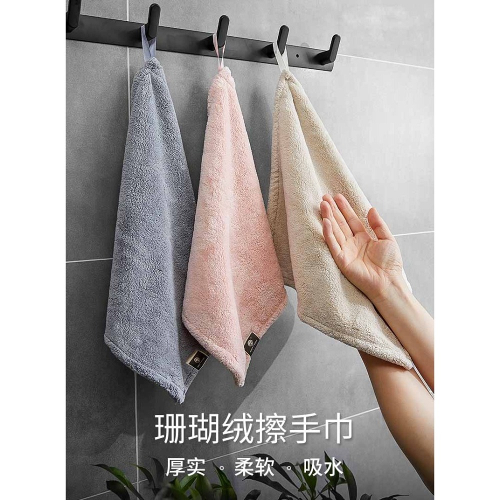 【超強吸水!掛式珊瑚絨擦手巾】加厚柔軟|速乾不滴水|附掛勾好便利! - 流轉小舖 - iOPEN Mall