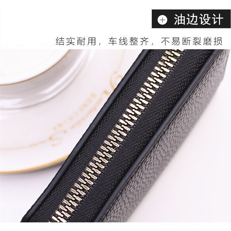 【時尚荔枝紋風琴卡包】多卡位大容量｜質感拉鍊零錢包｜風琴層收納｜男女都適用！-細節圖3