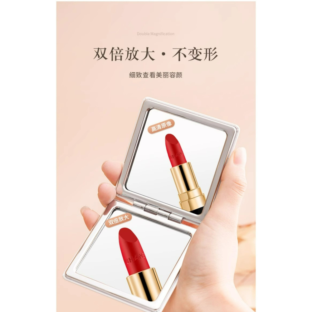 ✨可立式迷你摺疊雙面化妝鏡｜圓形/長方形/正方形｜便攜收納｜簡約白色鏡子｜雙面放大鏡-細節圖3