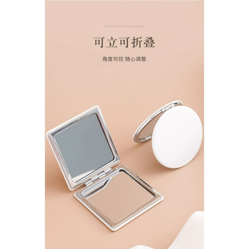 ✨可立式迷你摺疊雙面化妝鏡｜圓形/長方形/正方形｜便攜收納｜簡約白色鏡子｜雙面放大鏡-細節圖5