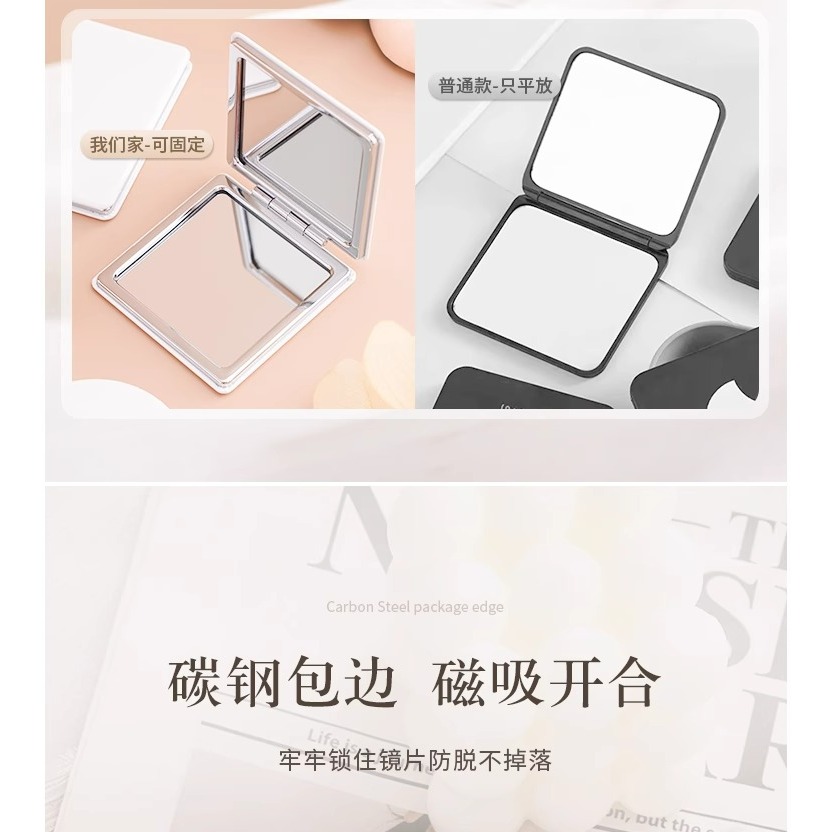 ✨可立式迷你摺疊雙面化妝鏡｜圓形/長方形/正方形｜便攜收納｜簡約白色鏡子｜雙面放大鏡-細節圖6