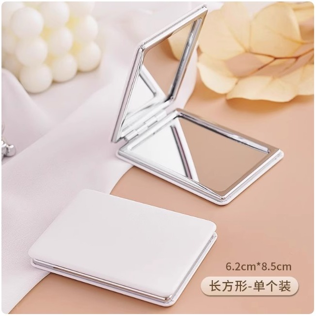 ✨可立式迷你摺疊雙面化妝鏡｜圓形/長方形/正方形｜便攜收納｜簡約白色鏡子｜雙面放大鏡-規格圖9