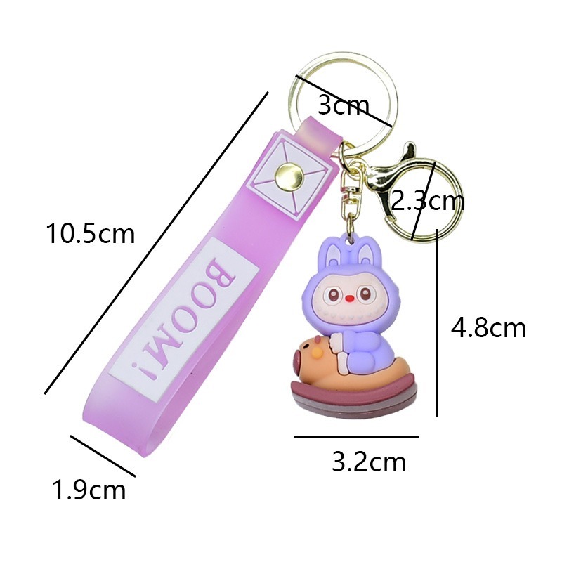 拉布布坐搖搖車鑰匙圈｜包包掛件｜可愛吊飾｜少女心鑰匙扣｜娃娃場景公仔掛飾-細節圖2