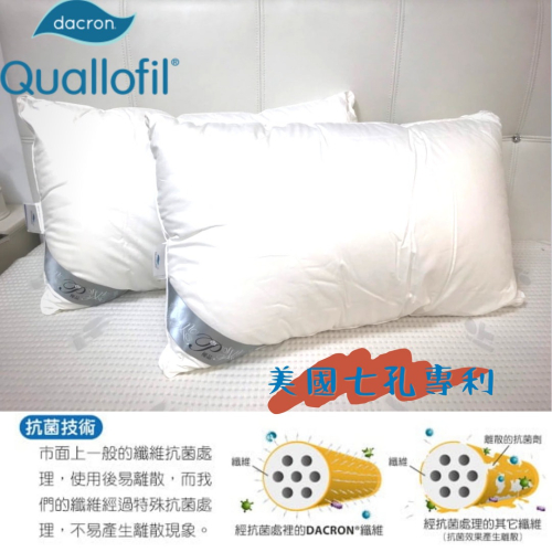 【爽眠工房】 DACRON 抗菌纖維 美國專利英威達 七孔水洗枕 台灣製造