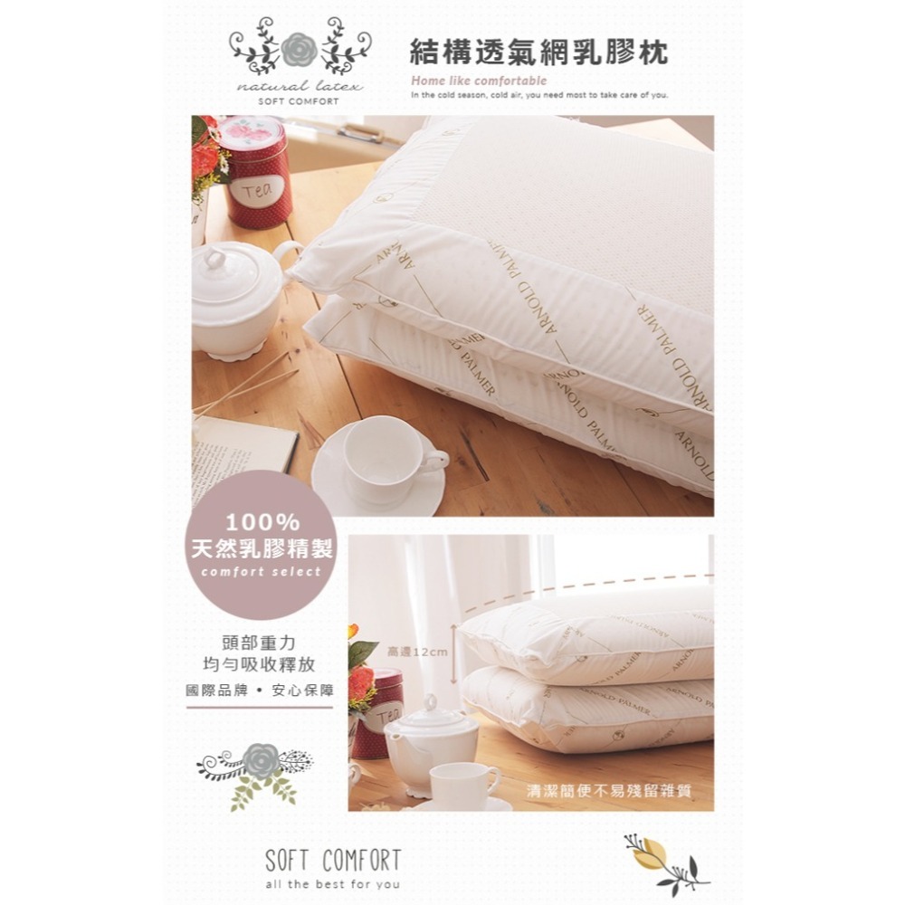 【爽眠工房】ARNOLD PALMER立體網乳膠枕 防蹣抗菌 100%乳膠枕 乳膠 / 防蹣枕頭 / 透氣枕頭-細節圖2