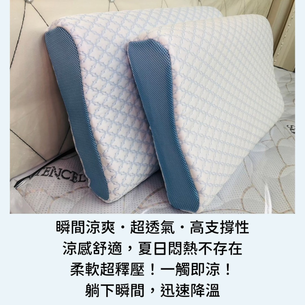 【爽眠工房】涼感記憶枕 ✔️全新上市 人體工學款 瞬間涼感 彈力泡棉 高支撐性 透氣舒適 記憶枕 枕頭 涼感-細節圖2