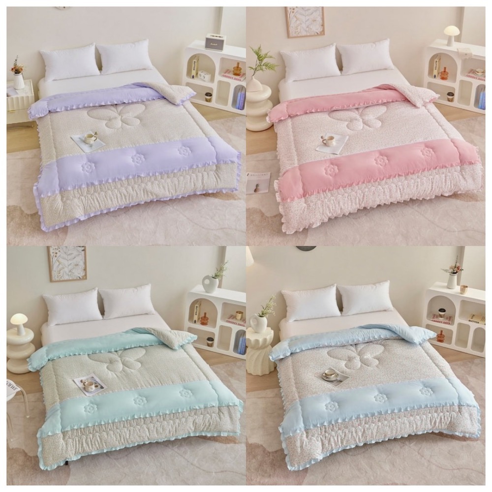 【爽眠工房】整件可水洗🛁韓版釜山浪漫蕾絲抱抱被💕經典韓版碎花 透氣舒適 觸感蓬鬆 整件水洗-細節圖2