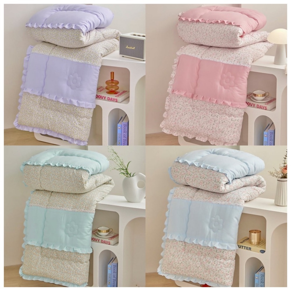 【爽眠工房】整件可水洗🛁韓版釜山浪漫蕾絲抱抱被💕經典韓版碎花 透氣舒適 觸感蓬鬆 整件水洗-細節圖3