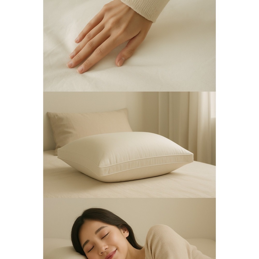 【爽眠工房】80 / 20 完美比例 頂配級白羽絨 立體包邊羽絨枕 100%純棉表布 附贈 臺灣製造 60s天絲枕頭套-細節圖7